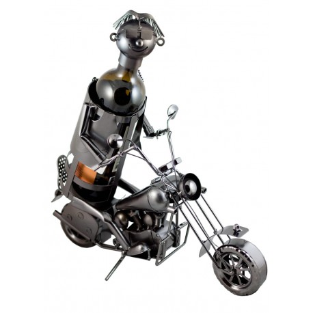 STOJAK METALOWY NA BUTELKĘ 0,75 L."MOTOCYKLISTA" W78