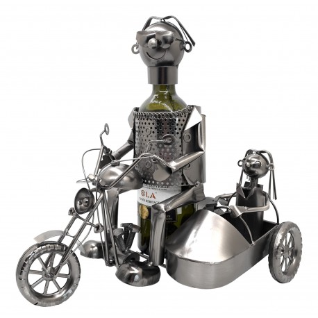 STOJAK METALOWY NA BUTELKĘ 0,75 L."MOTOCYKLIŚCI" W145