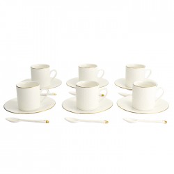 Zestaw do espresso - 6 filiżanek ze spodkami i łyżeczkami - Gold/ TOKYO