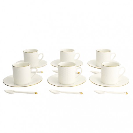 Zestaw do espresso - 6 filiżanek ze spodkami i łyżeczkami - Gold/ TOKYO