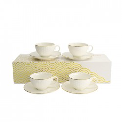 Zestaw 4 filiżanek ze spodkami NIPPON WHITE-GOLD 180 ml TOKYO 16983