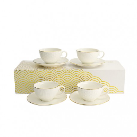 Zestaw 4 filiżanek ze spodkami NIPPON WHITE-GOLD 180 ml TOKYO 16983