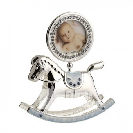 Konik na biegunach z ramką na zdjęcie / niebieski 473-3184