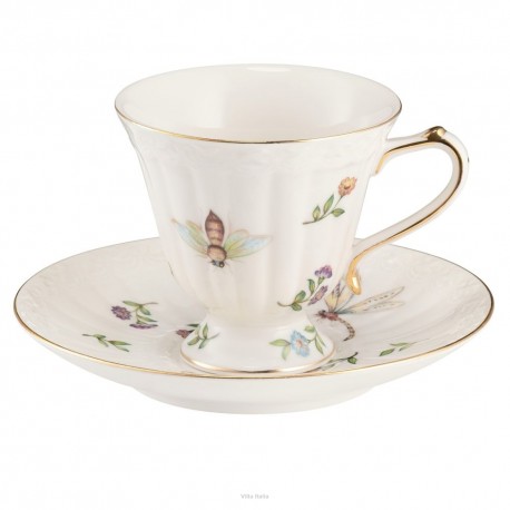 Filiżanka do herbaty porcelanowa 200 ml ze spodkiem LEDA IVORY AZ092