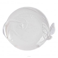 Talerzyk deserowy 22 cm z motylem CLARA IVORY AZ156