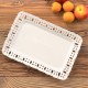 Talerz do ciasta porcelanowy ażurowy 30 x 21 cm CLARA Ivory AZ163