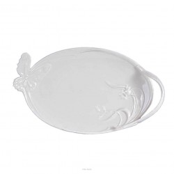 Talerz do ciasta porcelanowy 30 cm z motylkiem CLARA Ivory AZ157
