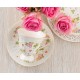 Filiżanka do herbaty porcelanowa 200 ml ze spodkiem WALENCJA Ivory AZ012