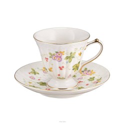 Filiżanka do herbaty porcelanowa 200 ml ze spodkiem WALENCJA Ivory AZ012