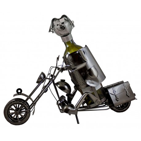 STOJAK METALOWY NA BUTELKĘ 0,75 L."MOTOCYKLISTA" W99